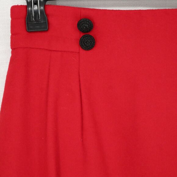 Laurel Escada Skirt Womens 8 Red Wool Blend Lined Pencil Buttons Zipper Rock New - Picture 7 of 12